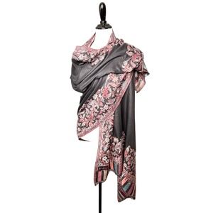 100% Pure Pashmina Shawl Made in India Floral Scarf Wrap Wool Blend 82x44